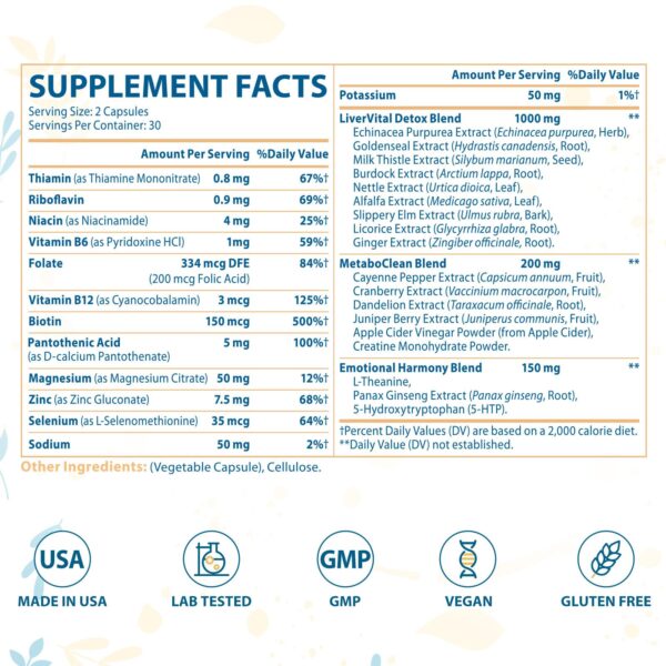 Cápsulas detox limpieza hepática fórmula herbal Verdanthus