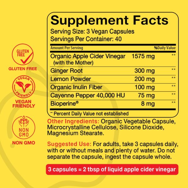 Suplemento vinagre de sidra manzana Intentionally Bare vista posterior