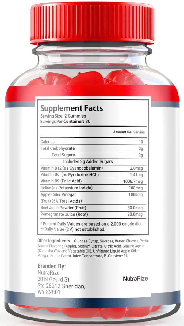 Frasco NutraRize Peak Results Keto ACV gomitas salud bienestar