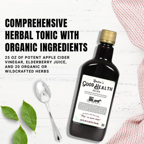 detalle etiqueta Yoder’s Good Health tónico vinagre manzana