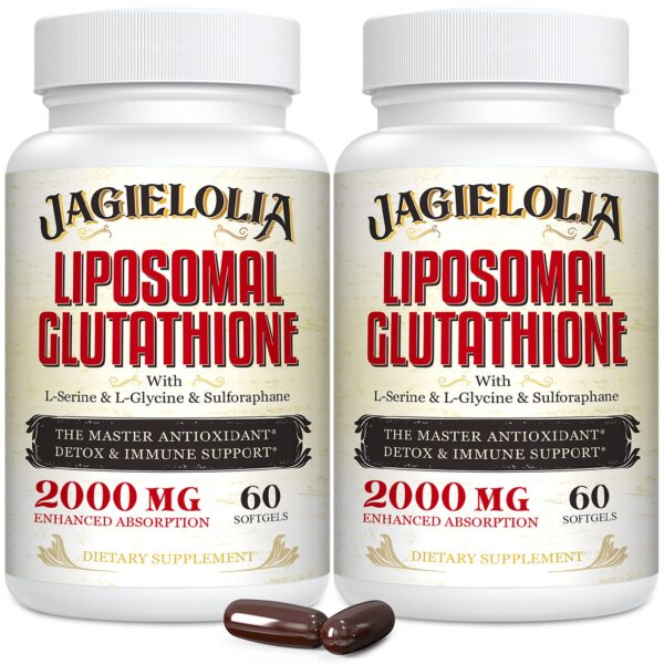 Frasco de liposomal glutathione 2000 mg con L-Serina y Sulforafano
