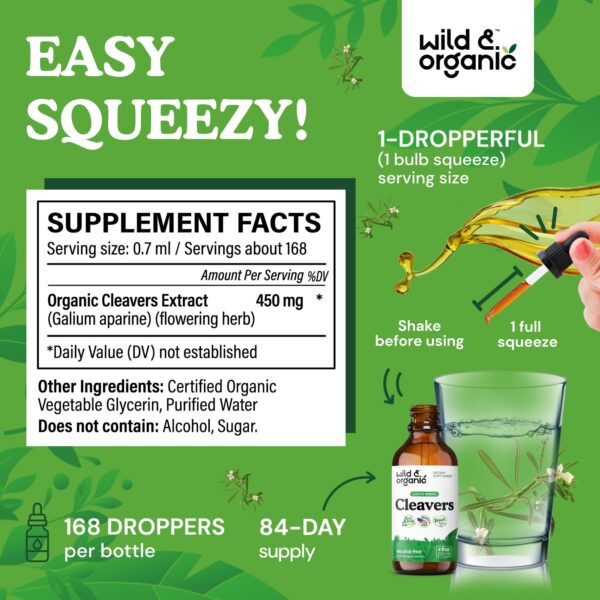 Gotero Wild & Organic Cleavers para detox y apoyo general