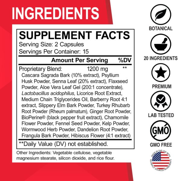 Detalle etiqueta Detox Colon Dr Bo suplemento natural intestinal