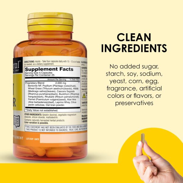 Ingredientes naturales en limpiador herbal de colon Mason Natural