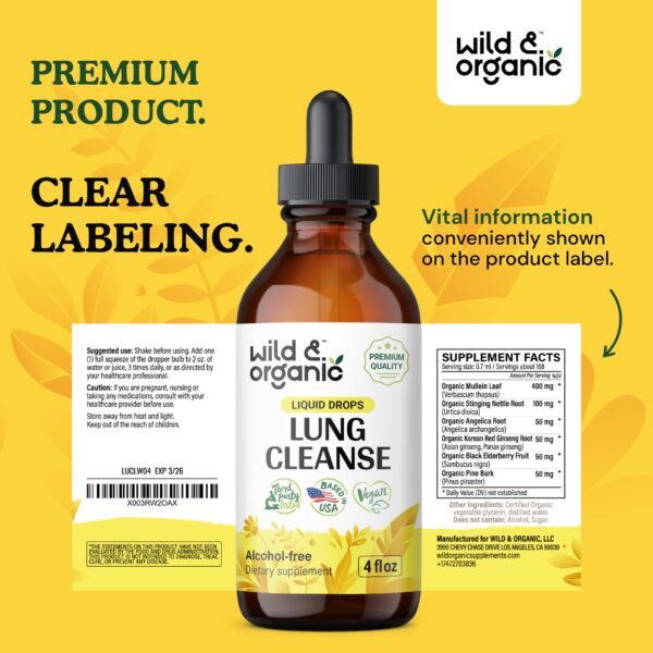 Tintura natural para detox pulmonar sin gluten Wild & Organic