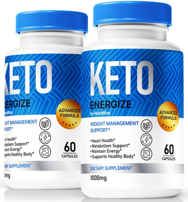 Cápsulas Keto Energize en envase blanco premium