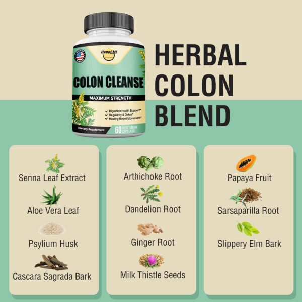 Cápsulas vegetales Colon Cleanse para apoyo digestivo