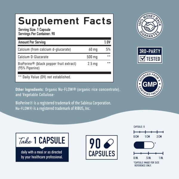 Etiqueta suplemento balance hormonal Calcio D-Glucarático SMNutrition