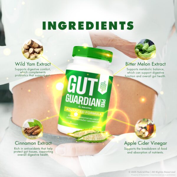 Frasco lateral Gut Guardian Pro para uso diario