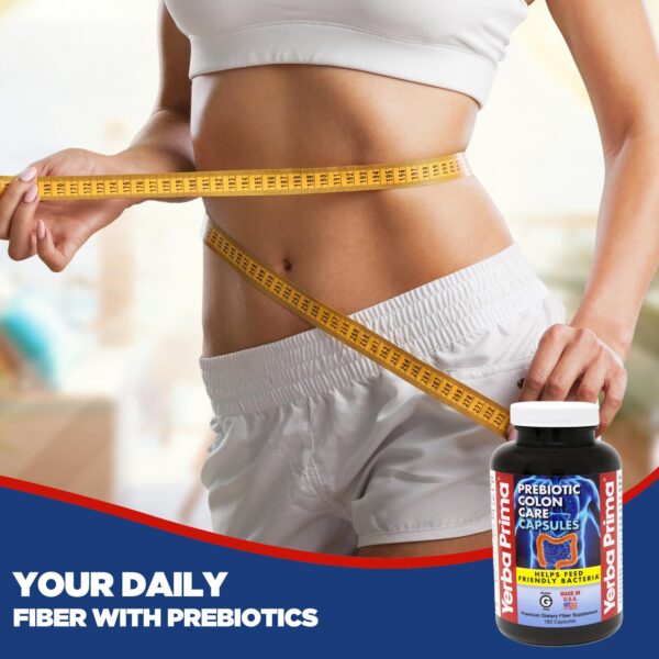 Frasco suplementario Yerba Prima fibra prebiótica cuidado colon