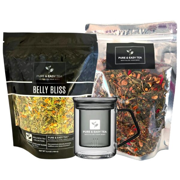 Pure And Easy Tea paquete detox y taza vidrio con infusor