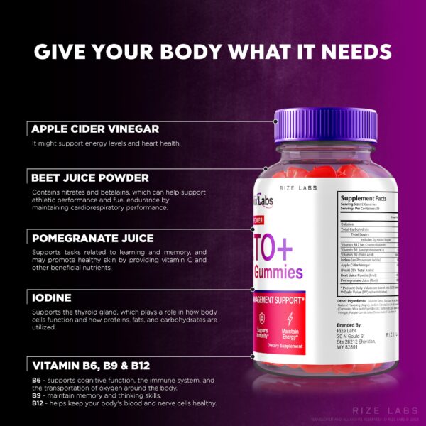 Suplemento gomitas keto más vinagre de manzana Metabolix Labs