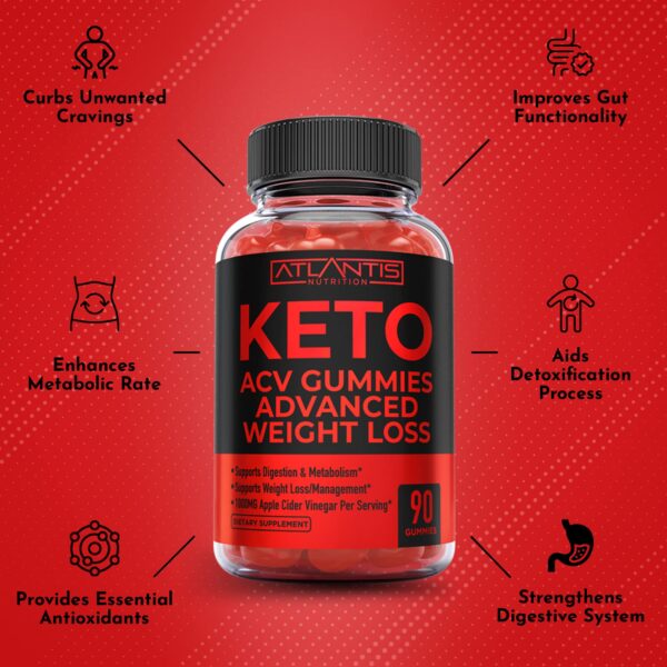 Envase Atlantis Nutrition Keto ACV Gomas para metabolismo y pérdida