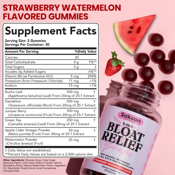 Gomitas Sakoon Nutrition sabor sandía para digestión y hinchazón