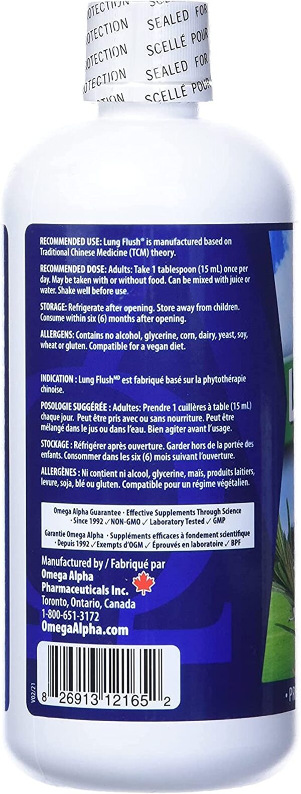 Lung Flush envase vista lateral botella 500ml