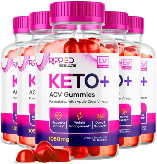 Paquete de 5 frascos de gominolas Ripped Results Keto Plus ACV