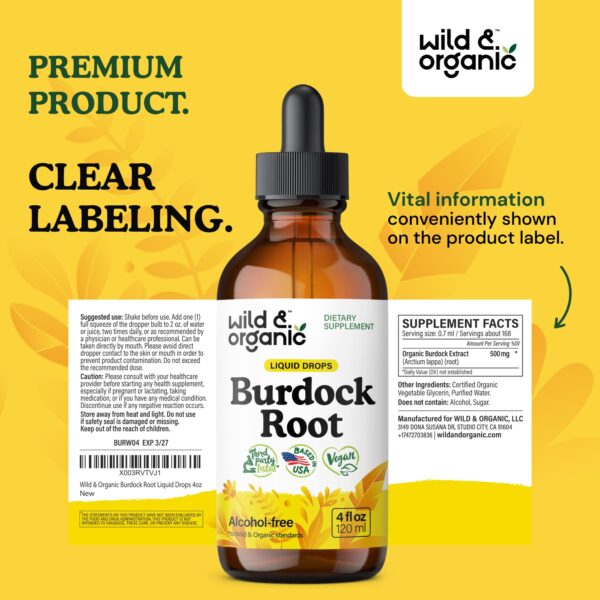 Suplemento líquido vegano raíz bardana Wild & Organic