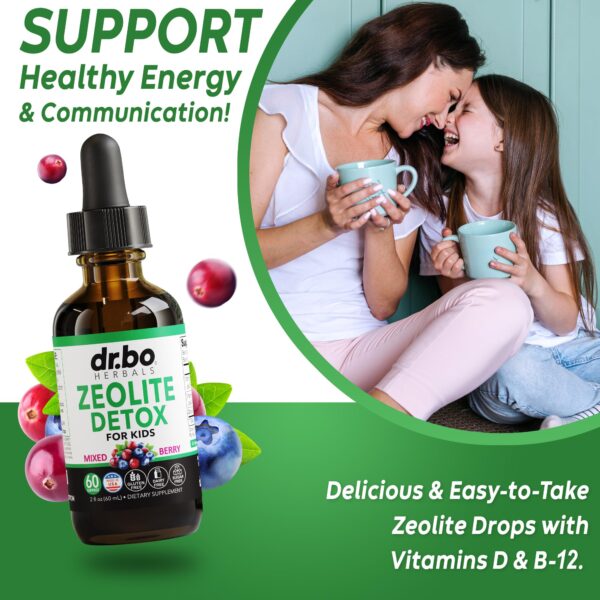 Detalle etiqueta suplementaria Zeolite Detox Dr. Bo para niños