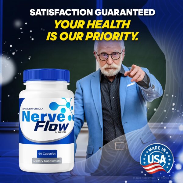 Botella cerrado suplemento Nerve Flow NutraVibe para nervios