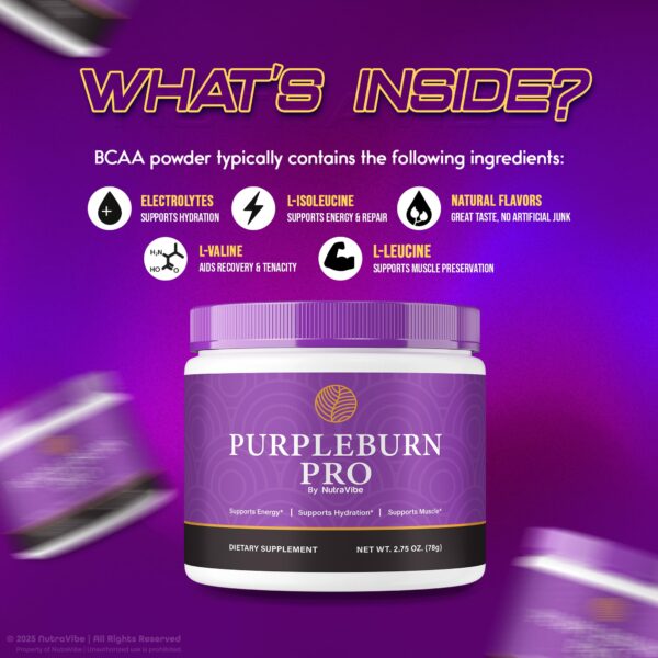 Detalle de etiqueta de sabor en Purple Burn Pro