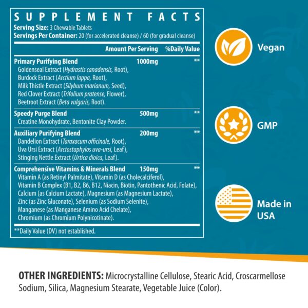 Tabletas para detox rápido con arcilla bentonita y creatina