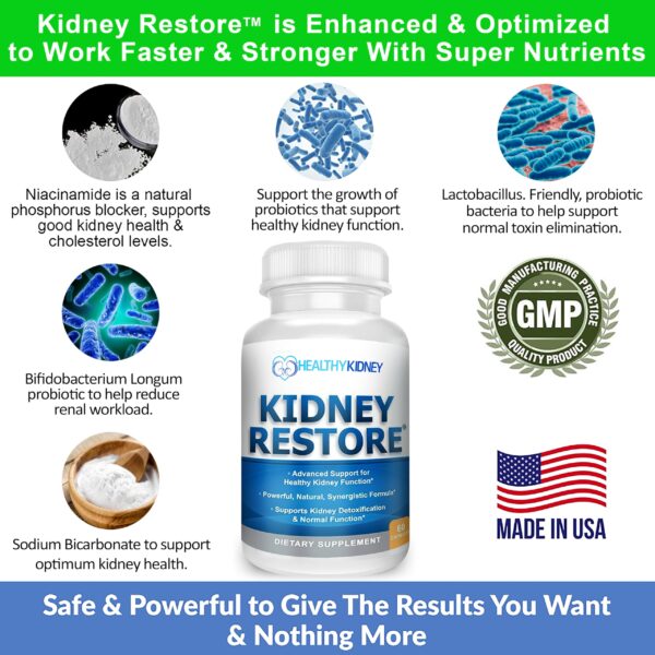 Suplemento de Kidney Restore con probióticos y nutrientes para riñones