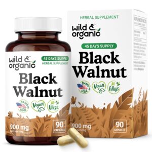 Botella de cápsulas de nogal negro Wild & Organic 900 mg