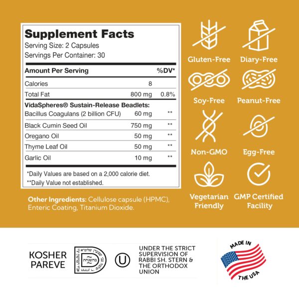 Ingredientes naturales en cápsulas Zahler CandAid Cleanse digestivo