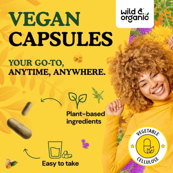 Botella con 180 cápsulas Wild & Organic para limpieza de ácido úrico