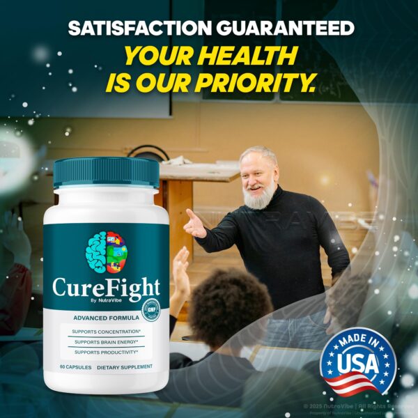 Caja y cápsulas Cure Fight para apoyo cerebral