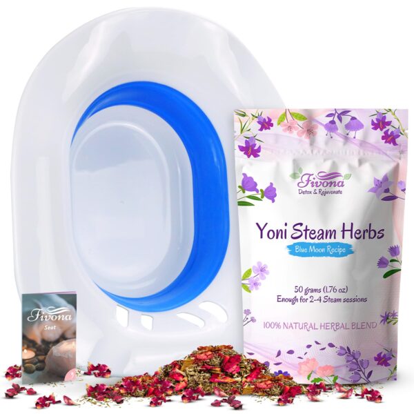 kit vapor yoni 2 en 1 Fivona con asiento y hierbas blue moon
