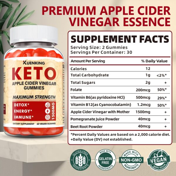 Envase Keto ACV Gummies 60 unidades apoyo metabolismo y cetosis