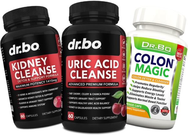 Suplemento desintoxicación ácido úrico DR. BO botella frontal