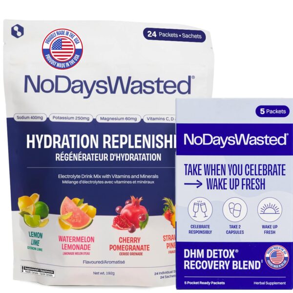 Paquete No Days Wasted DHM Detox con electrolitos para hidratación