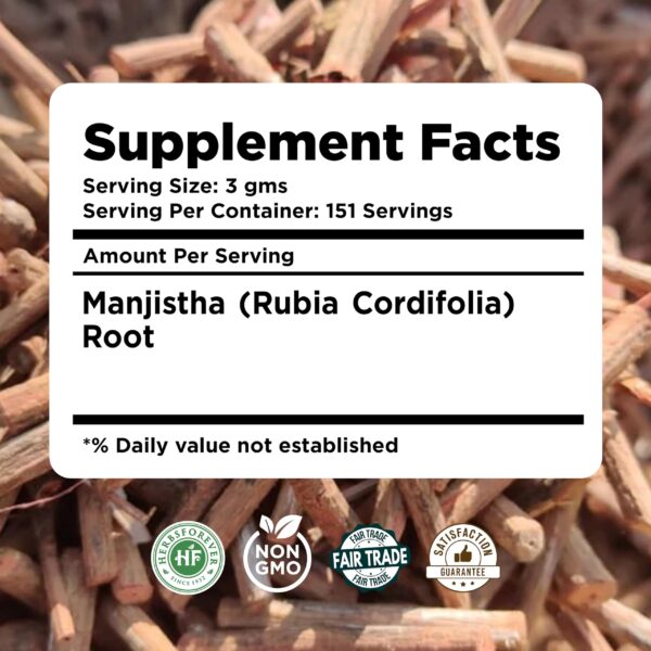 Polvo natural Manjistha para cuidado de la piel