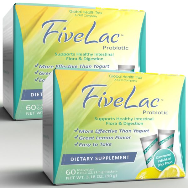FiveLac mezcla probiótica en polvo con sabor a limón paquete principal