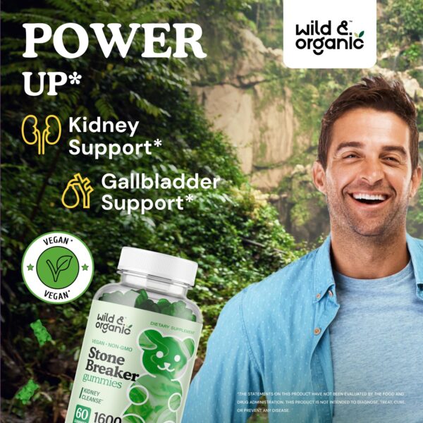 Envase gomitas veganas Wild & Organic chanca piedra 60 u.