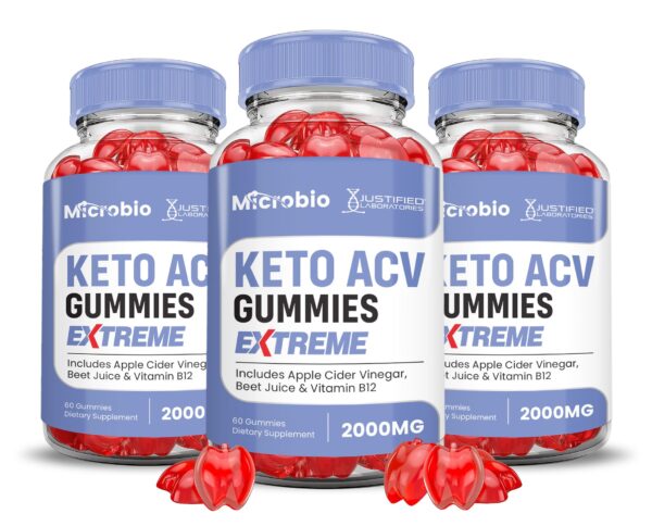 Paquete de 3 botellas gomitas Microbio Keto ACV 2000mg 180 unidades