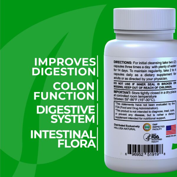 Frasco Hallusa Natural Hallcolon cápsulas detox limpieza digestiva