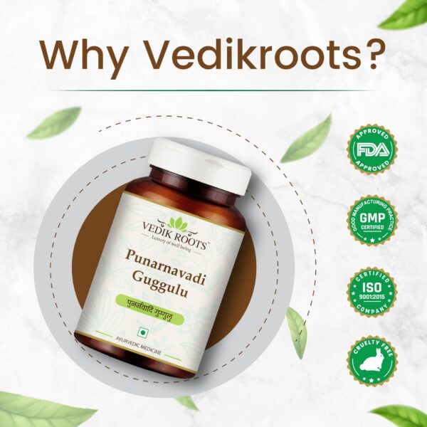 Suplemento vedikroots punarnavadi guggulu para reducción de inflamación natural