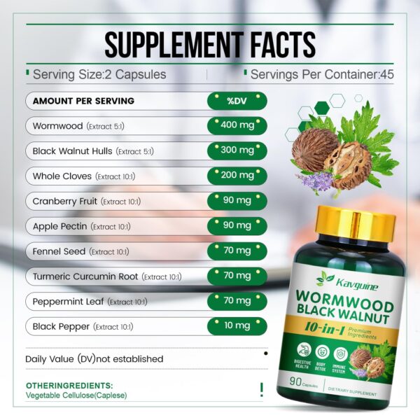 Cápsulas Kavguine con ajenjo, nuez negra y clavo