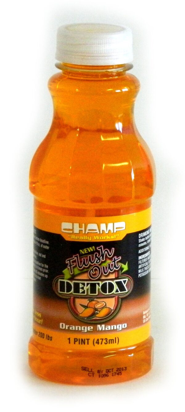 Bebida detox Flush Out sabor naranja mango botella frontal
