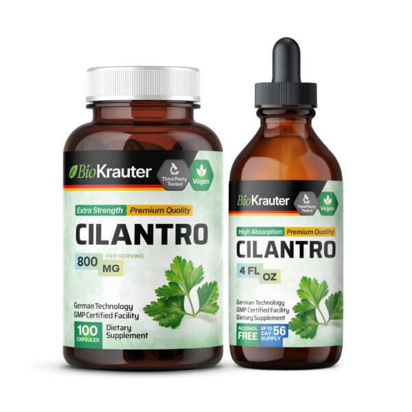 Frasco BIO KRAUTER cápsulas de cilantro 100 unidades