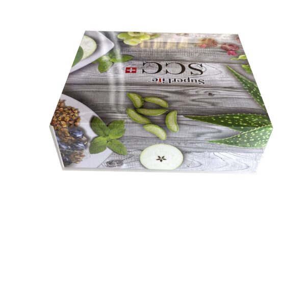 Etiqueta frontal de SCC+ Superlife suplemento para colon