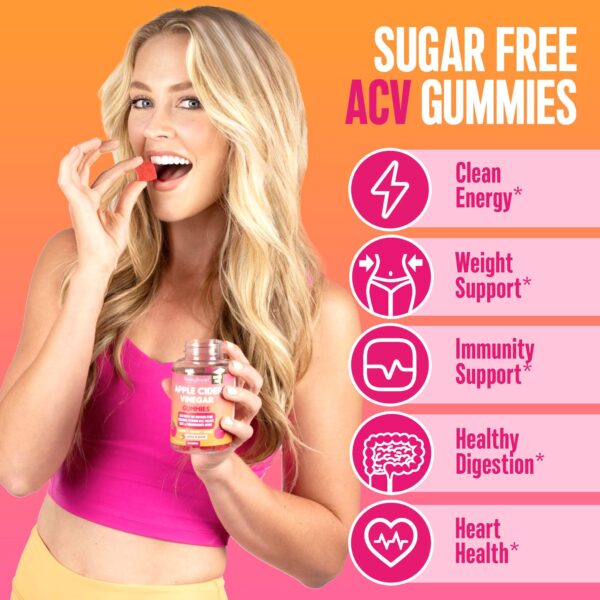 Suplemento gomitas sin azúcar naturales de vinagre de manzana