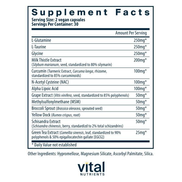 Cápsulas de suplemento antioxidante para soporte hepático Vital Nutrients