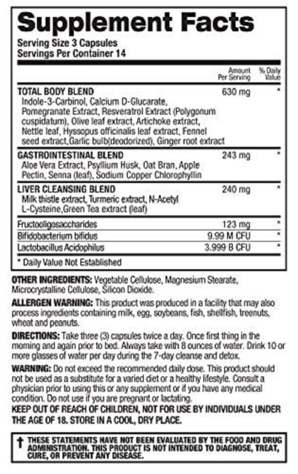 Capsulas vegetales detox para sistema digestivo y eliminación