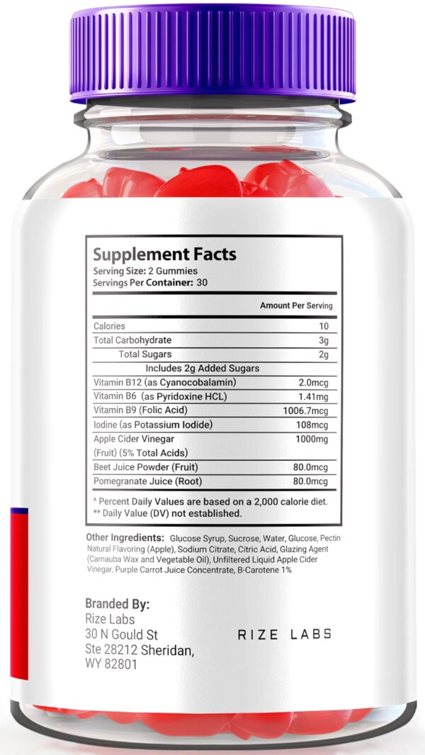 Frasco de gomitas Keto Plus ACV para control de peso