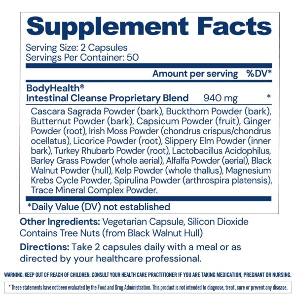 Paquete de BodyHealth Intestinal Cleanse 100 cápsulas detox