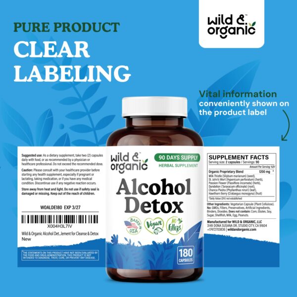 Suplemento vegano Wild & Organic detox alcohol en cápsulas